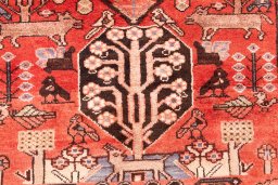 Full view of 1991s Hamedan rug from Iran / Persia, 297 × 118 cm in Red tones