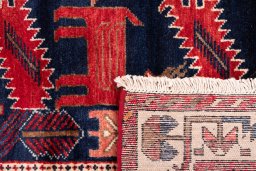 Close-up detail of 1970s Hamedan rug from Iran / Persia showing Wool weave