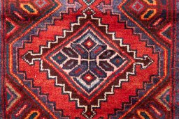 Full view of 1997s Hamedan rug from Iran / Persia, 215 × 83 cm in Multi Color tones