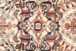 Full view of 1973s Hamedan rug from Iran / Persia, 165 × 110 cm in Cream tones
