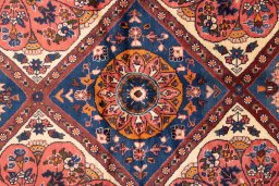 Full view of 1975s Hamedan rug from Iran / Persia, 190 × 205 cm in Dark blue tones