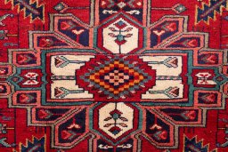 Full view of 1982s Hamedan rug from Iran / Persia, 260 × 140 cm in Red tones