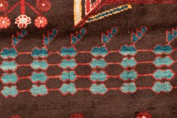 Close-up detail of 1975s Hamedan rug from Iran / Persia showing Wool weave