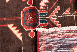 Close-up detail of 1975s Hamedan rug from Iran / Persia showing Wool weave
