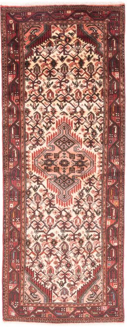 Full view of 2000s Hamedan rug from Iran / Persia, 182 × 70 cm in Cream tones