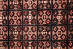 Full view of 1990s Hamedan rug from Iran / Persia, 310 × 88 cm in Dark blue tones