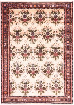 Full view of 2002s Hamedan rug from Iran / Persia, 144 × 105 cm in Cream tones