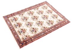 Corner detail of 2002s Hamedan rug showing border pattern and Wool pile