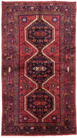 Full view of New Hamedan rug from Iran / Persia, 230 × 127 cm in Multi Color tones