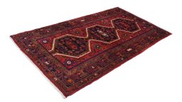 Close-up detail of New Hamedan rug from Iran / Persia showing Wool weave