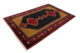 Close-up detail of New Hamedan rug from Iran / Persia showing Wool weave