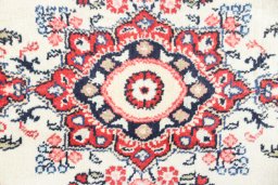 Close-up detail of 1990s Hamedan rug from Iran / Persia showing Wool weave