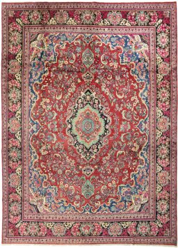 Full view of 2002s Hamedan rug from Iran / Persia, 440 × 315 cm in Red tones
