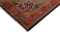 Backside of handmade 2000s Hamedan rug showing knot structure and weave density