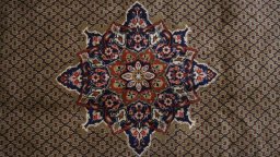 Close-up detail of 2000s Hamedan rug from Iran / Persia showing Wool weave