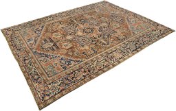 Close-up detail of 1920s Heriz rug from Iran / Persia showing Wool weave