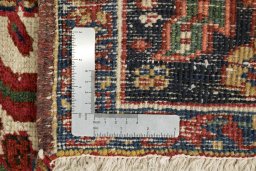 Full view of 1940s Heriz rug from Iran / Persia, 372 × 291 cm in Red tones