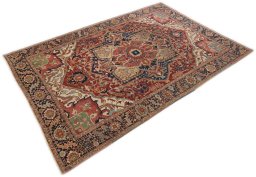 Close-up detail of 1900s Heriz rug from Iran / Persia showing Wool weave