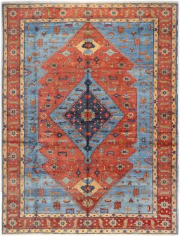 Full view of 1990s Heriz rug from Afghanistan, 509 × 391 cm in Blue tones