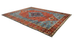 Close-up detail of 1990s Heriz rug from Afghanistan showing Wool weave