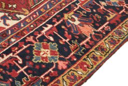 Close-up detail of 1940s Heriz rug from Iran / Persia showing Wool weave
