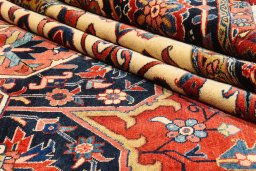 Close-up detail of 1990s Heriz rug from Iran / Persia showing Wool weave