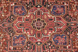 Close-up detail of 1940s Heriz rug from Iran / Persia showing Wool weave