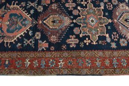 Close-up detail of 1930s Heriz rug from Iran / Persia showing Wool weave