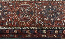 Close-up detail of 1930s Heriz rug from Iran / Persia showing Wool weave