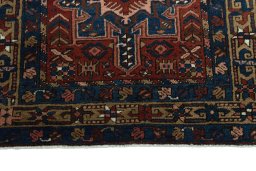 Close-up detail of 1930s Heriz rug from Iran / Persia showing Wool weave