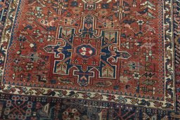 Close-up detail of 1930s Heriz rug from Iran / Persia showing Wool weave