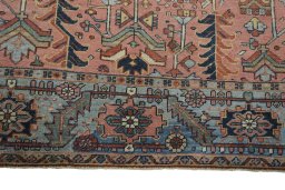 Close-up detail of 1930s Heriz rug from Iran / Persia showing Wool weave