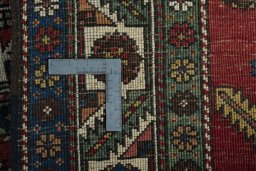 Close-up detail of 1950s Heriz rug from Iran / Persia showing Wool weave