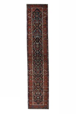 Full view of 1930s Heriz rug from Iran / Persia, 561 × 115 cm in Blue tones