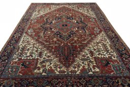 Surface texture of 1930s Heriz rug with natural Wool and intricate pattern