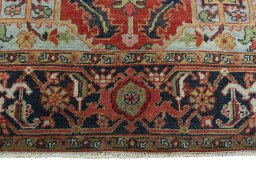 Full view of 1930s Heriz rug from Iran / Persia, 200 × 152 cm in Red tones