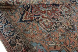 Close-up detail of 1930s Heriz rug from Iran / Persia showing Wool weave