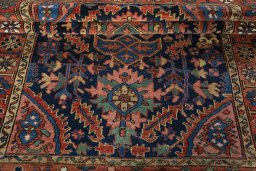 Close-up detail of 1930s Heriz rug from Iran / Persia showing Wool weave