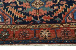 Full view of 1930s Heriz rug from Iran / Persia, 197 × 140 cm in Blue tones