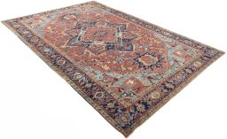 Close-up detail of 1930s Heriz rug from Iran / Persia showing Wool weave