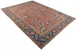 Close-up detail of 1930s Heriz rug from Iran / Persia showing Wool weave