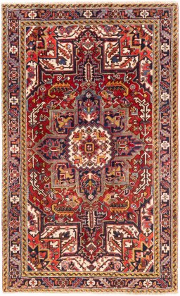 Full view of 1985s Heriz rug from Iran / Persia, 210 × 130 cm in Multi Color tones