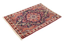 Close-up detail of 1920s Heriz rug from Iran / Persia showing Wool weave