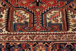 Close-up detail of 1990s Heriz rug from Iran / Persia showing Wool weave