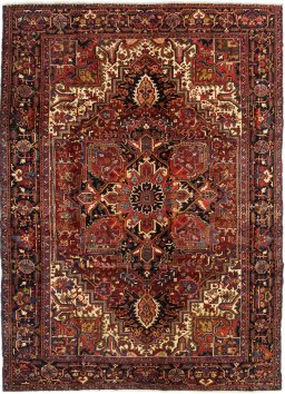 Full view of 2005s Heriz rug from Iran / Persia, 360 × 260 cm in Red tones
