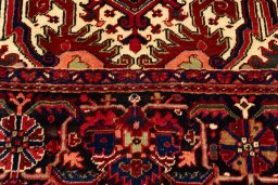 Close-up detail of 2005s Heriz rug from Iran / Persia showing Wool weave