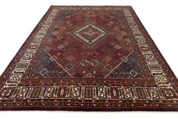 Surface texture of 1970s Joshagan rug with natural Wool and intricate pattern