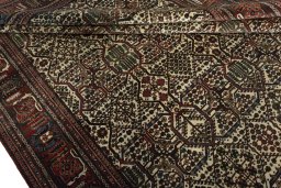 Full view of 1950s Joshagan rug from Iran / Persia, 345 × 240 cm in Beige tones