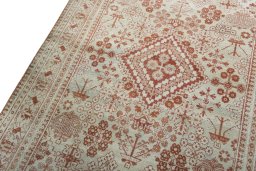 Backside of handmade 1950s Joshagan rug showing knot structure and weave density