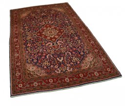 Corner detail of 2000s Jozan rug showing border pattern and Wool pile